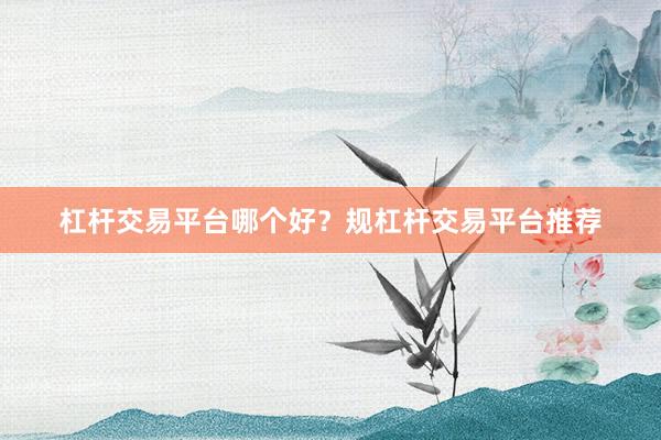 杠杆交易平台哪个好？规杠杆交易平台推荐